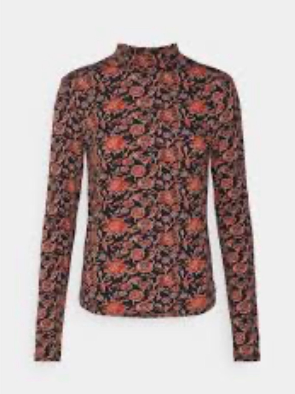 Scotch & Soda Black Floral Mock Neck Long-Sleeve Top